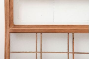 アンティーク建具　昭和中期　腰板ケヤキ材　レトロなガラス戸4枚セット(引き戸、帯戸、建具)(R-045055)