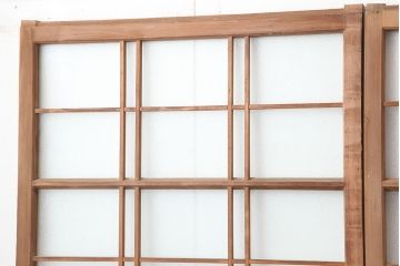 アンティーク建具　昭和中期　腰板ケヤキ材　レトロなガラス戸4枚セット(引き戸、帯戸、建具)(R-045055)