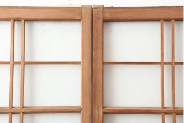 アンティーク建具　昭和中期　腰板ケヤキ材　レトロなガラス戸4枚セット(引き戸、帯戸、建具)(R-045055)