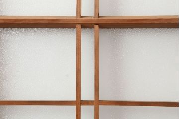 アンティーク建具　昭和中期　腰板ケヤキ材　レトロなガラス戸4枚セット(引き戸、帯戸、建具)(R-045055)