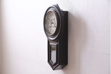 アンティーク時計　大正期　タカノ(高野精密工業)　手巻き式　落ち着いた雰囲気のシックな振り子時計(柱時計、壁掛け時計)(R-045056)