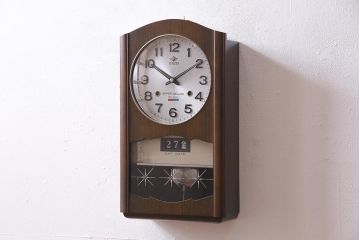 ビンテージ時計　昭和中期　CITIZEN(シチズン)　ゼンマイ式　カレンダー付き30日巻き　昔懐かしい昭和レトロな壁掛け時計(振り子時計、柱時計)(R-045058)