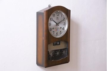 ビンテージ時計　昭和中期　CITIZEN(シチズン)　ゼンマイ式　カレンダー付き30日巻き　昔懐かしい昭和レトロな壁掛け時計(振り子時計、柱時計)(R-045058)