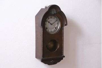 アンティーク時計　昭和初期　トレードマーク　CITIZEN(シチズン)　ゼンマイ式　クラシカルなデザインがおしゃれな壁掛け時計(振り子時計、柱時計)(R-045059)