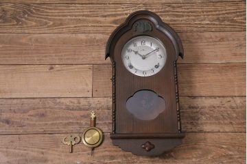 アンティーク時計　昭和初期　トレードマーク　CITIZEN(シチズン)　ゼンマイ式　クラシカルなデザインがおしゃれな壁掛け時計(振り子時計、柱時計)(R-045059)