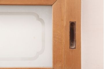 アンティーク建具　腰板ケヤキ材　裏障子付き　高級感のある格子戸2枚セット(引き戸、ガラス帯戸、建具)(R-045070)