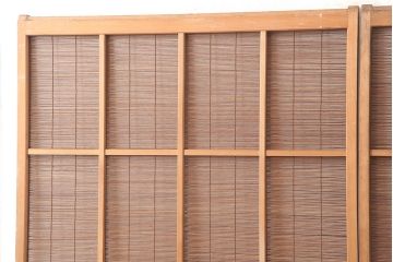 レトロ建具　昭和中期　風情のある御簾戸2枚セット(簾戸、簀戸、葭戸、夏障子、夏戸、葦戸)(R-045071)
