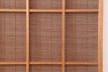レトロ建具　昭和中期　風情のある御簾戸2枚セット(簾戸、簀戸、葭戸、夏障子、夏戸、葦戸)(R-045071)