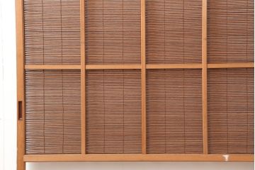 レトロ建具　昭和中期　風情のある御簾戸2枚セット(簾戸、簀戸、葭戸、夏障子、夏戸、葦戸)(R-045071)