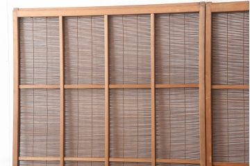 レトロ建具　昭和中期　和の雰囲気が高まる御簾戸2枚セット(簾戸、簀戸、葭戸、夏障子、夏戸、葦戸)(R-045072)