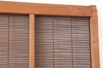 レトロ建具　昭和中期　和の雰囲気が高まる御簾戸2枚セット(簾戸、簀戸、葭戸、夏障子、夏戸、葦戸)(R-045072)