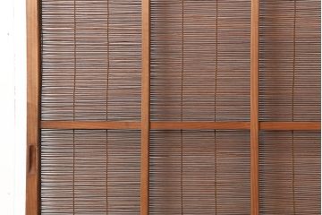 レトロ建具　昭和中期　和の雰囲気が高まる御簾戸2枚セット(簾戸、簀戸、葭戸、夏障子、夏戸、葦戸)(R-045072)