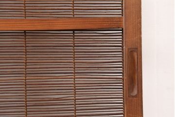 レトロ建具　昭和中期　和の雰囲気が高まる御簾戸2枚セット(簾戸、簀戸、葭戸、夏障子、夏戸、葦戸)(R-045072)