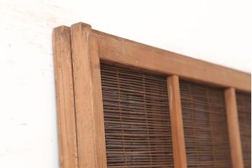 レトロ建具　昭和中期　和の雰囲気が高まる御簾戸2枚セット(簾戸、簀戸、葭戸、夏障子、夏戸、葦戸)(R-045072)