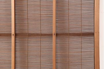 レトロ建具　昭和中期　和の雰囲気が高まる御簾戸2枚セット(簾戸、簀戸、葭戸、夏障子、夏戸、葦戸)(R-045072)