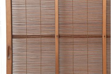 レトロ建具　昭和中期　和の雰囲気が高まる御簾戸2枚セット(簾戸、簀戸、葭戸、夏障子、夏戸、葦戸)(R-045072)