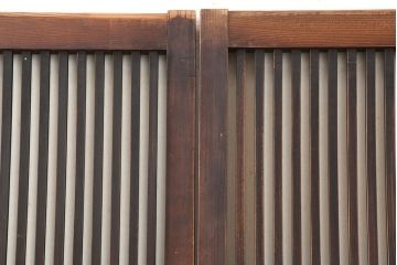 アンティーク建具　幅狭　和レトロな格子戸4枚セット(引き戸、ガラス帯戸、建具)(R-045073)