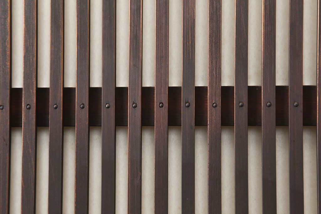 アンティーク建具　幅狭　和レトロな格子戸4枚セット(引き戸、ガラス帯戸、建具)(R-045073)