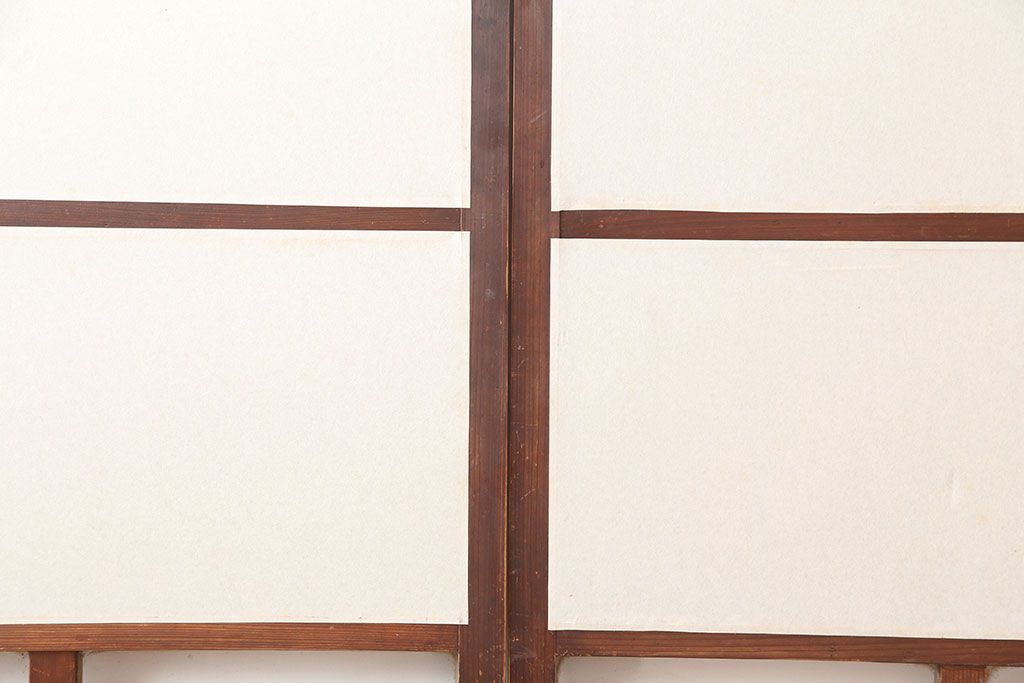 アンティーク建具　幅狭　和レトロな格子戸4枚セット(引き戸、ガラス帯戸、建具)(R-045073)