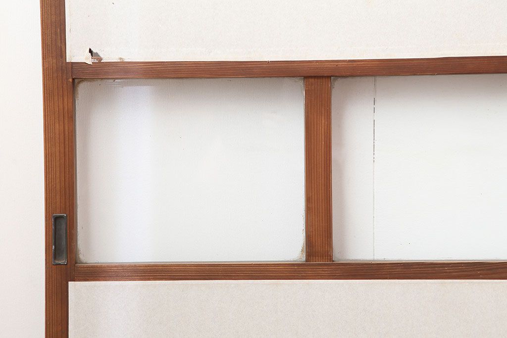 アンティーク建具　幅狭　和レトロな格子戸4枚セット(引き戸、ガラス帯戸、建具)(R-045073)