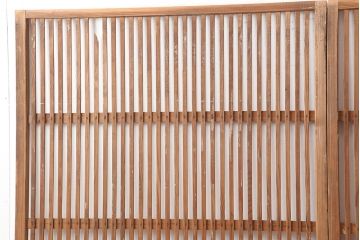 アンティーク建具　昭和中期　シンプルな格子戸2枚セット(引き戸、建具)(R-045074)