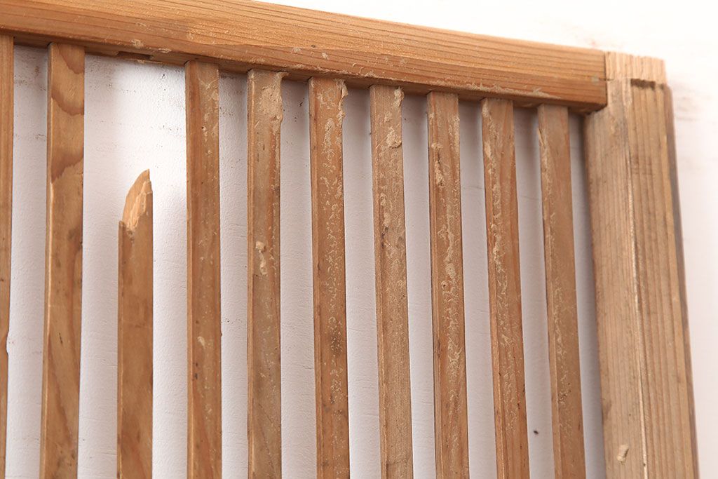 アンティーク建具　昭和中期　シンプルな格子戸2枚セット(引き戸、建具)(R-045074)