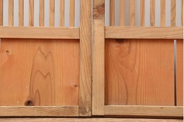 アンティーク建具　昭和中期　シンプルな格子戸2枚セット(引き戸、建具)(R-045074)