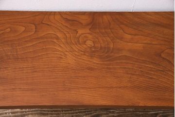 アンティーク家具　古材ケヤキ一枚板　鉄脚リメイク　くっきりとした木目が魅力のサイドテーブル(センターテーブル、ベンチ、飾り台)(R-045081)