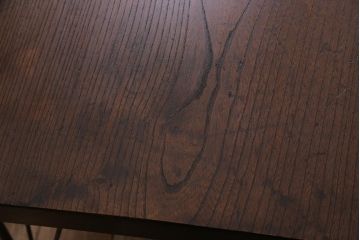 アンティーク家具　古材ケヤキ一枚板　鉄脚リメイク　個性的なデザインが魅力のサイドテーブル(ベンチ、飾り台)(R-045082)