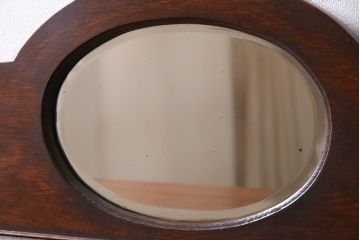 アンティーク家具　イギリスアンティーク　オーク材　重厚感のあるミラーバックサイドボード(キャビネット、収納棚)(R-045084)