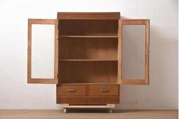 アンティーク家具　昭和中期　栓材　薄型サイズのレトロな本箱(収納棚、戸棚、キャビネット)(R-045085)