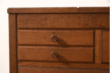 ヴィンテージ家具　ナラ材　画材入れとして使われていたキャスター付きワゴン(バタフライトロリー、ビンテージ)(R-045086)