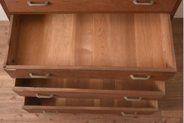 【簡易リペア限定品】アンティーク建具　昭和中期　前面栗材　シンプルなつくりの6段チェスト(引き出し、和タンス)(R-045087)