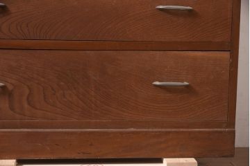 【簡易リペア限定品】アンティーク建具　昭和中期　前面栗材　シンプルなつくりの6段チェスト(引き出し、和タンス)(R-045087)