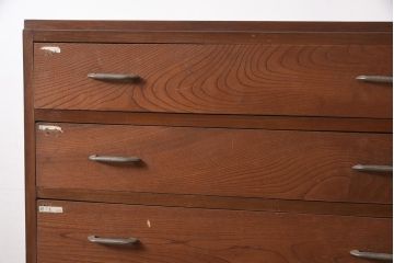 アンティーク家具　昭和中期　前面栗材　シンプルなつくりの6段チェスト(引き出し、和タンス)(R-045087)