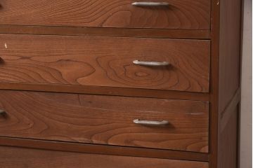 アンティーク家具　昭和中期　前面栗材　シンプルなつくりの6段チェスト(引き出し、和タンス)(R-045087)