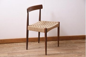 ヴィンテージ家具　北欧ビンテージ　チーク材　丁寧に編み込まれた座面が魅力のダイニングチェア(椅子、デスクチェア)(R-045091)