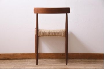 ヴィンテージ家具　北欧ビンテージ　チーク材　丁寧に編み込まれた座面が魅力のダイニングチェア(椅子、デスクチェア)(R-045093)
