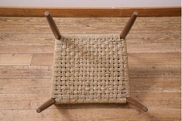 ヴィンテージ家具　北欧ビンテージ　チーク材　丁寧に編み込まれた座面が魅力のダイニングチェア(椅子、デスクチェア)(R-045094)