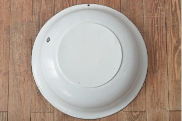ビンテージ　琺瑯　洗面器　大きなホーローたらい(ほうろう、手洗い桶、ボウル、タライ)(R-045098)