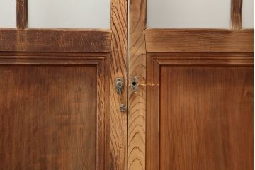 アンティーク建具　昭和初期　レトロな雰囲気が魅力の引き戸4枚セット(ガラス戸、建具)(R-045109)
