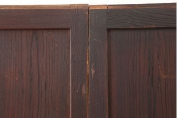 アンティーク建具　上手物　裏ガラス入り　総栗材でつくられた珍しい格子帯戸4枚セット(引き戸、建具)(R-045110)