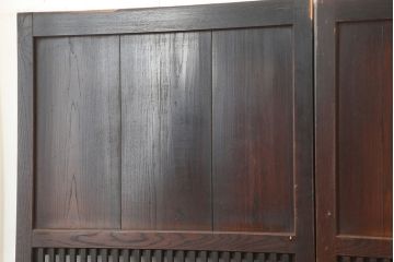アンティーク建具　上手物　裏ガラス入り　総栗材でつくられた珍しい格子帯戸4枚セット(引き戸、建具)(R-045110)