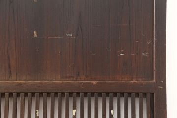 アンティーク建具　上手物　裏ガラス入り　総栗材でつくられた珍しい格子帯戸4枚セット(引き戸、建具)(R-045110)