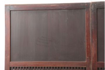 アンティーク建具　明治期　裏障子付き　落ち着きのある色合いの格子帯戸2枚セット(引き戸、建具)(R-045111)