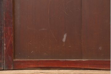 アンティーク建具　明治期　裏障子付き　落ち着きのある色合いの格子帯戸2枚セット(引き戸、建具)(R-045111)