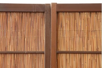 アンティーク建具　昭和中期　組子入り　涼しげな空間作りにおすすめの御簾戸2枚セット(簾戸、簀戸、葭戸、夏障子、夏戸、葦戸)(R-045116)