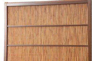 アンティーク建具　昭和中期　組子入り　涼しげな空間作りにおすすめの御簾戸2枚セット(簾戸、簀戸、葭戸、夏障子、夏戸、葦戸)(R-045116)