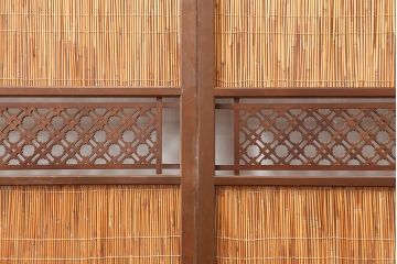 アンティーク建具　昭和中期　組子入り　涼しげな空間作りにおすすめの御簾戸2枚セット(簾戸、簀戸、葭戸、夏障子、夏戸、葦戸)(R-045116)