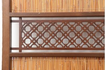 アンティーク建具　昭和中期　組子入り　涼しげな空間作りにおすすめの御簾戸2枚セット(簾戸、簀戸、葭戸、夏障子、夏戸、葦戸)(R-045116)